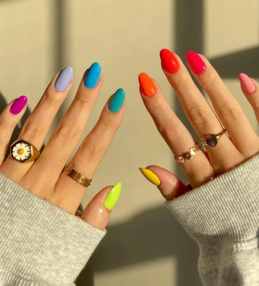 Bold Rainbow Nails